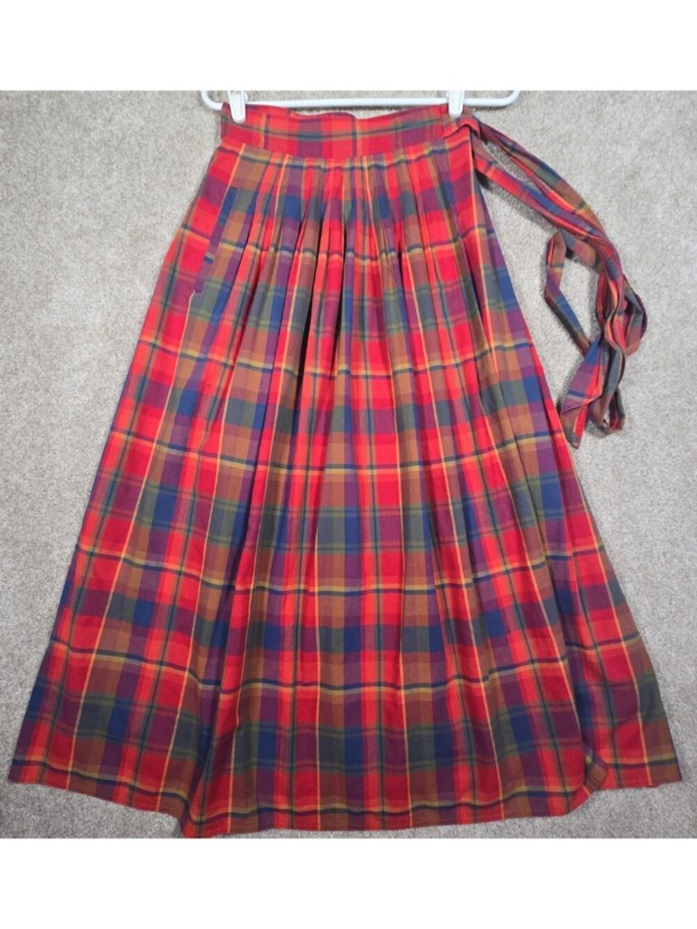 Liz Sport Vtg 2 Piece Dress Set Tartan Plaid Wrap Skirt & Shirt Academia Women M - Picture 9 of 16
